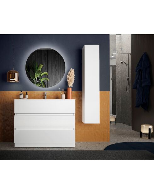 Sienna - Badkamermeubel op glanzend wit gelakte poten - 3 laden + geïntegreerde keramische wastafel - 82x86x47 cm