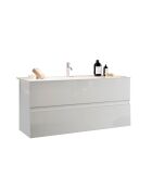 Sienna - Meuble salle de bain suspendu laqué brillant blanc - 2 tiroirs + vasque integrée en céramique - 101x53x47 cm