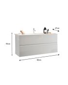 Sienna - Meuble salle de bain suspendu laqué brillant blanc - 2 tiroirs + vasque integrée en céramique - 101x53x47 cm