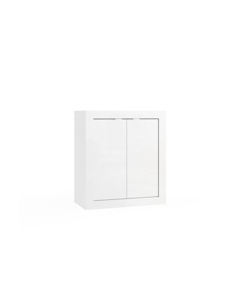 Bari - Meuble de rangement salle de bain 2 portes blanc laqué brillant - 70x78x35 cm