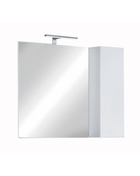 Bari - Miroir Led avec Colonne Integrée 1 porte H30 cm colorislaqué brillant blanc - 92x75x18 cm