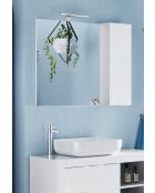 Bari - Miroir Led avec Colonne Integrée 1 porte H30 cm colorislaqué brillant blanc - 92x75x18 cm