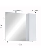 Bari - Miroir Led avec Colonne Integrée 1 porte H30 cm colorislaqué brillant blanc - 92x75x18 cm