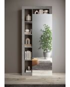 Ancona - Armoire de couloir 1 porte Miroir strucutre effet Béton - Tringle à vetement + 2 étagères - 90,5x210x30 cm
