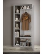 Ancona - Armoire de couloir 1 porte Miroir strucutre effet Béton - Tringle à vetement + 2 étagères - 90,5x210x30 cm