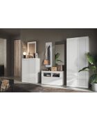 Bari - Meuble de rangement Haut 2 portes Laqué Blanc Brillant - 4 étagères - 78x115,5x34,5 cm