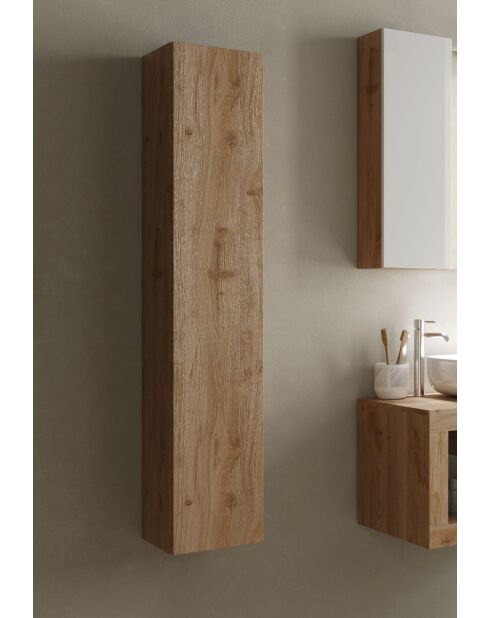 Ancona - Colonne 1 porte à poser chêne kadiz- Système Push Pull H 138 cm - 26x138x25 cm