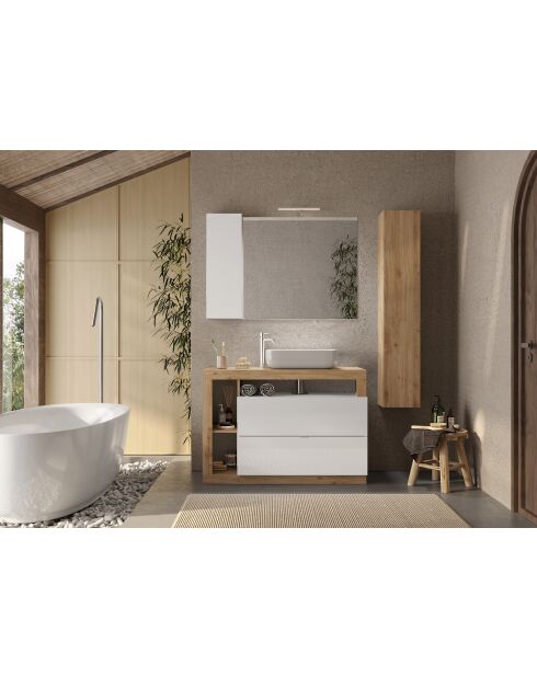 Ancona - Colonne 1 porte à poser chêne kadiz- Système Push Pull H 138 cm - 26x138x25 cm