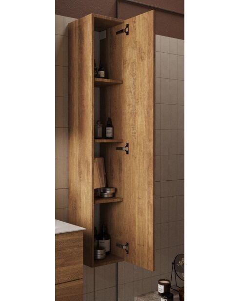 Ancona - Colonne 1 porte à poser chêne kadiz- Système Push Pull H 138 cm - 26x138x25 cm
