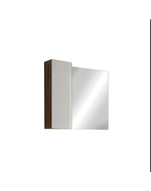 Ancona - Miroir Led avec Colonne Integrée 1 porte H30 cm chêne kadiz & laqué brillant - 78x75x18 cm