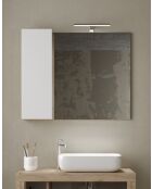 Ancona - Miroir Led avec Colonne Integrée 1 porte H30 cm chêne kadiz & laqué brillant - 78x75x18 cm