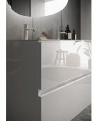 Sienna - Meuble salle de bain suspendu laqué brillant blanc - 2 tiroirs + vasque integrée en céramique - 82x53x47 cm