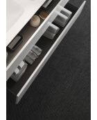 Sienna - Meuble salle de bain suspendu laqué brillant blanc - 2 tiroirs + vasque integrée en céramique - 82x53x47 cm