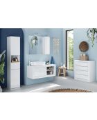 Bari - Mobile bagno sospeso laccato lucido bianco - 2 ante + 2 nicchie + lavabo da appoggio - 92x47x45 cm