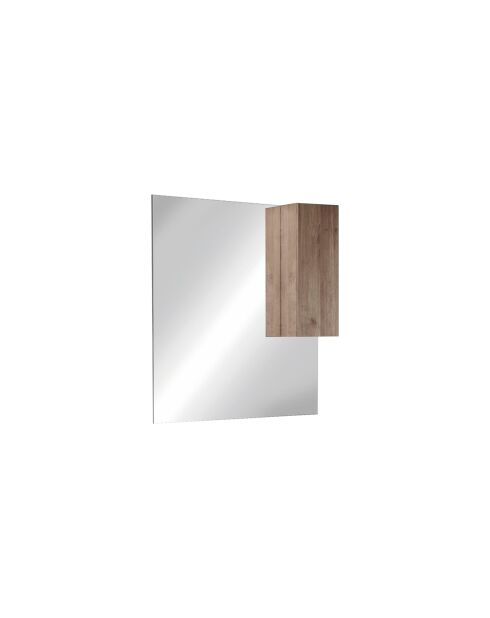 Ancona - Miroir Led avec Colonne Integrée 1 porte H30 cm chêne Mercure & façade porte Cachemire laqué brillant - 92x75x18 cm