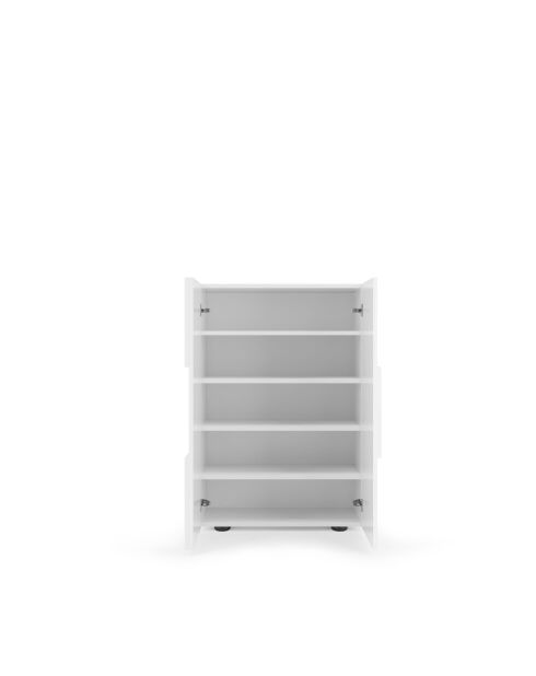 Damiano - Meuble de rangement Haut 2 portes Blanc Laqué brillant - 4 étageres - 78x186,5x31 cm