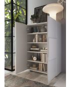 Damiano Hochschrank, 2 Türen, weiß, hochglanzlackiert, 4 Regale, 78 x 186,5 x 31 cm