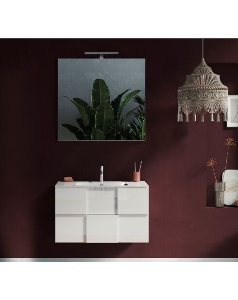 Espejo con 1 lámpara para instalación frontal de espejo de baño LED, 80 x 75 x 3 cm