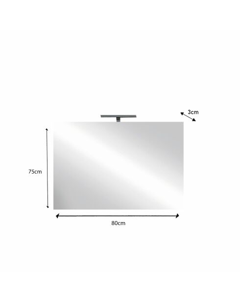 Espejo con 1 lámpara para instalación frontal de espejo de baño LED, 80 x 75 x 3 cm