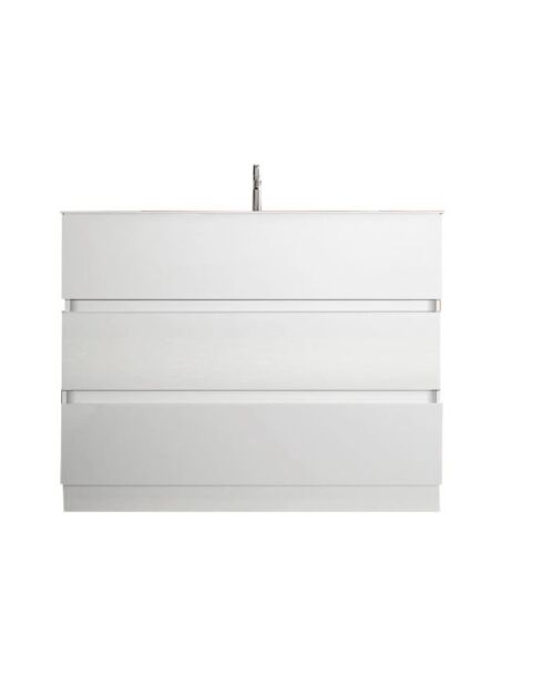 Sienna - Badkamermeubel op glanzend wit gelakte poten - 3 laden + geïntegreerde keramische wastafel - 101x86x47 cm