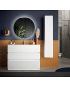 Sienna - Mobile da bagno su gambe laccate bianco lucido - 3 cassetti + lavabo in ceramica integrato - 101x86x47 cm