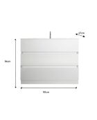 Sienna - Mobile da bagno su gambe laccate bianco lucido - 3 cassetti + lavabo in ceramica integrato - 101x86x47 cm