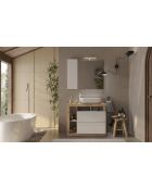 Ancona - Miroir Led avec Colonne Integrée 1 porte H30 cm chêne kadiz & laqué brillant - 92x75x18 cm