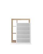 Ancona - Hochschrank mit 2 Türen, Fassade aus Kadiz-Eiche, glänzend weiß lackiert, 4 Regale, 109 x 138,5 x 30 cm