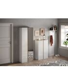 Ferrara - Contenitore a 2 ante con 5 ripiani regolabili in bianco laccato lucido e rovere kadiz - 70x111x35 cm