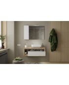 Ancona - Miroir Led avec Colonne Integrée 1 porte H30 cm chêne kadiz & Cachemire laqué brillant - 110x75x18 cm