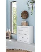 Bari - Badezimmerschrank mit 4 Schubladen, glänzend weiß lackiert - 70x78x35 cm