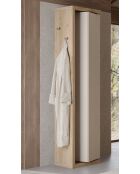 Ancona — Drehbare Badezimmersäule mit 1 Tür und 5 Ablagen, Vorderseite aus lackiertem Kaschmir aus Kadiz-Eiche — 45 x 185 x 40 cm