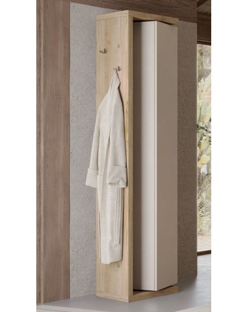 Ancona - Draaibare opbergkolom voor de badkamer met 1 deur + 5 planken kadiz eiken gelakt kasjmier front - 45x185x40 cm
