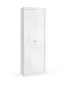 Bari - Badezimmerschrank 2 Türen + 5 Regale glänzend weiß lackiert - 70x195x35 cm