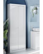 Bari - Badezimmerschrank 2 Türen + 5 Regale glänzend weiß lackiert - 70x195x35 cm