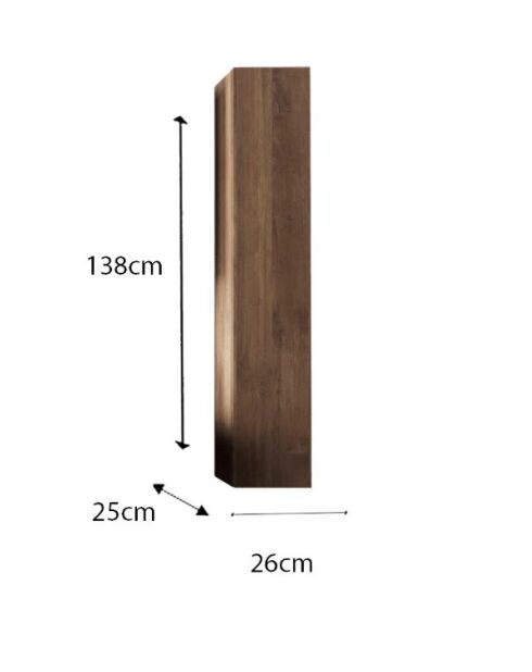 Jessie - Mercure eikenhouten vrijstaande kolom met 1 deur - Push Pull System H 138 cm - 25x138x26 cm