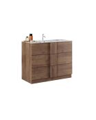Jessie - Badmöbel auf Beinen aus Mercure-Eiche - 3 Schubladen und integriertes Keramikwaschbecken - 82x86x47 cm