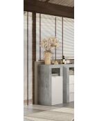 Ancona - Armario de baño con 2 puertas y 5 estantes, efecto hormigón, fachada blanca brillante, efecto hormigón, 65 x 188 x 35 cm