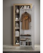 Ancona - Armoire de couloir 1 porte Miroir strucutre chêne kadiz - Tringle à vetement + 2 étagères - 90,5x210x30 cm