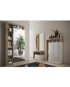 Ancona - Armoire de couloir 1 porte Miroir strucutre chêne kadiz - Tringle à vetement + 2 étagères - 90,5x210x30 cm