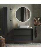 Syracuse - Colonne 1 porte à poser Frêne Noir- Système Push Pull H 138 cm - 26x138x26 cm