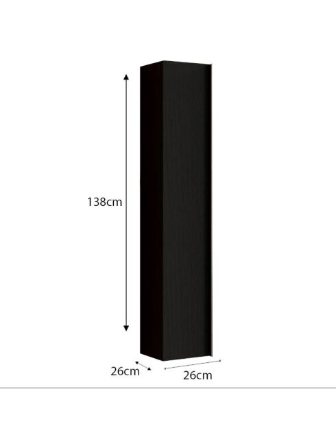 Syracuse - Colonne 1 porte à poser Frêne Noir- Système Push Pull H 138 cm - 26x138x26 cm