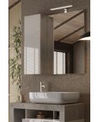 Ancona - Miroir Led avec Colonne Integrée 1 porte H30 cm Béton & laqué brillant - 78x75x18 cm