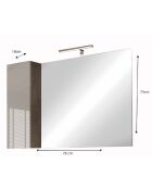 Ancona - Miroir Led avec Colonne Integrée 1 porte H30 cm Béton & laqué brillant - 78x75x18 cm