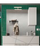 Espejo LED Sienna con columna integrada, 1 puerta de 30 cm de alto, lacado blanco brillante, 120 x 110 x 18 cm