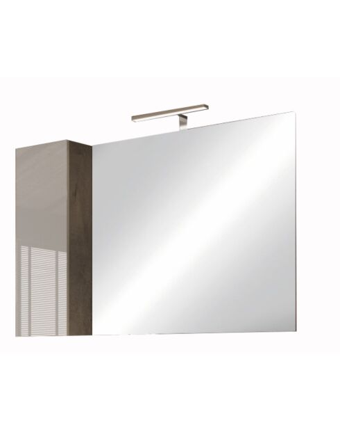 Ancona - Espejo LED con columna integrada, 1 puerta, 30 cm de alto, hormigón y lacado brillante, 92 x 75 x 18 cm