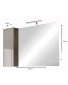 Ancona - Specchio a led con colonna integrata 1 anta H30 cm Cemento e laccato lucido - 92x75x18 cm