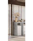 Ancona - Mueble de baño con 2 puertas, fachada lacada en blanco brillante, efecto hormigón, 64 x 78 x 35 cm