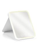 Opvouwbare make-upspiegel met koude, normale en warme LED-verlichting, instelbare intensiteit. Compacte afmetingen.