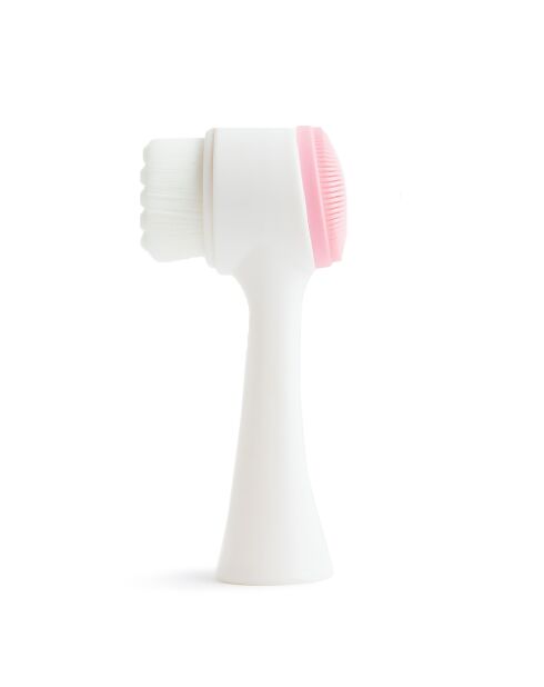 Brosse faciale multifonctionnelle double face en silicone pour massage et nettoyage en profondeur.